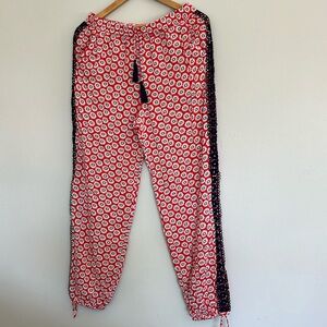 Floral Red and Black Women's Pants